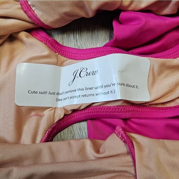 J. Crew Ruched V Neck One Piece Swimsuit Women's Plus 22 Fuchsia Pink Long Torso - Picture 7 of 8